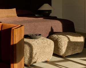Freya Shearling Footstool - Taupe